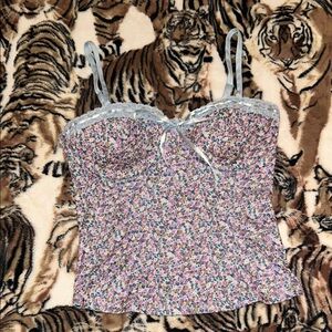 No Boundaries Floral Lace Trim Crop Top